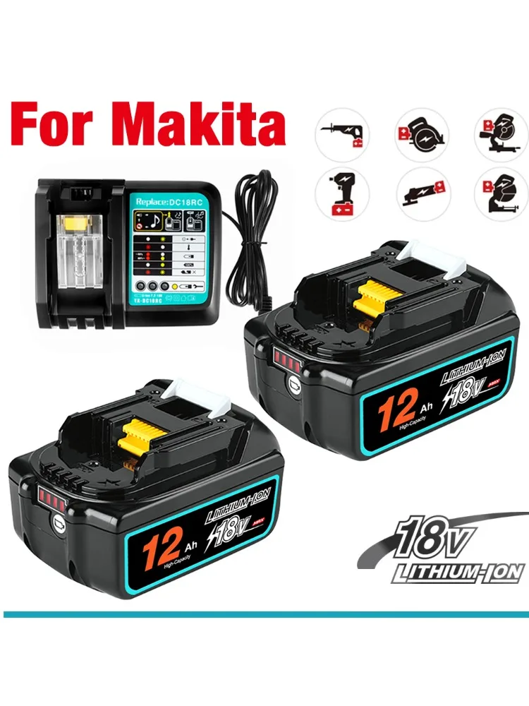18V 12A accu voor Makita met LED lithium-ion vervangende LXT BL1860B BL1860 BL1850 accu voor Makita oplaadbare elektrische gereedschappen - afbeelding 2