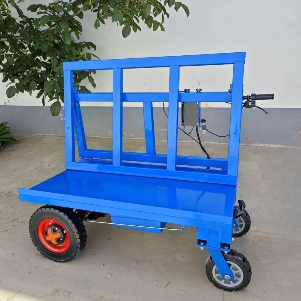 

Electric Trolley for Transporting Glass Plasterboard Doors Windows and Tiles Electric Four-wheeled Folding Board Trolley