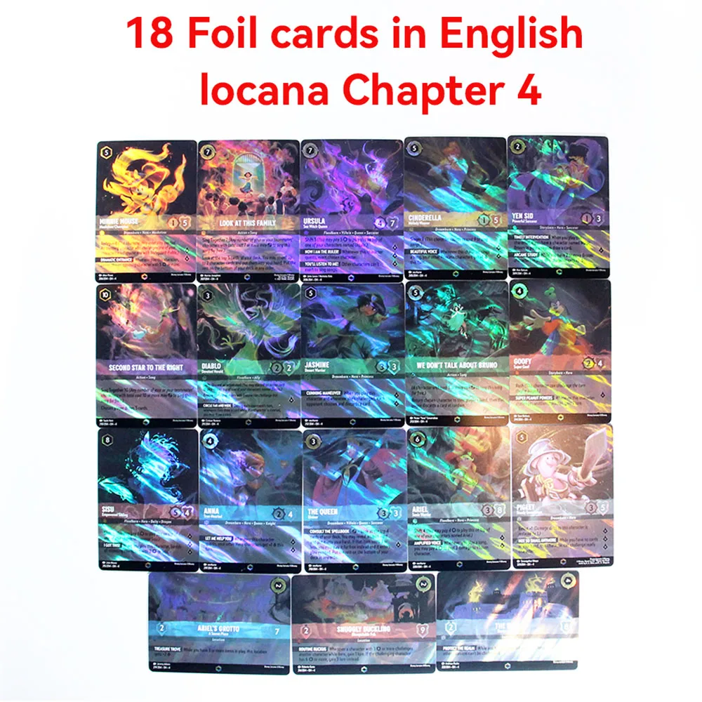 Lorcana Proxy English Chapter 4  Foil High Quality ursula  anna diablo jasmine goofy sisu mouse ariel cinderella TCG Game Cards