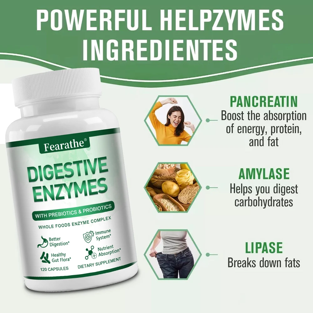 Digestive Enzyme Supplements - with Probiotics and Prebiotics To Aid Digestion, Immunity, Nutrient Absorption, Healthy Gut Flora