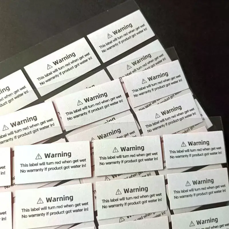 100 قطعة 30x9 مللي متر تسمية كشف السائل ملصق حساس للمياه يتحول إلى الأحمر/الأزرق عندما حصلت على جهاز مبلل مؤشر الضرر المحتمل