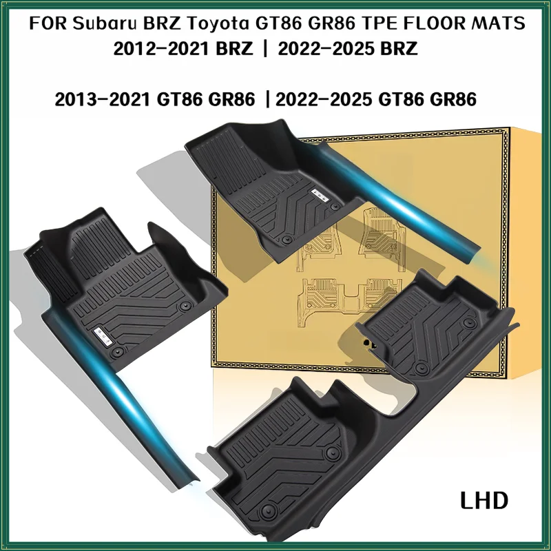 

Коврики TPE для Subaru BRZ TOYOTA GT86/GR86 2012-2025 LHD с полным покрытием, водонепроницаемые аксессуары для порога объемного звучания