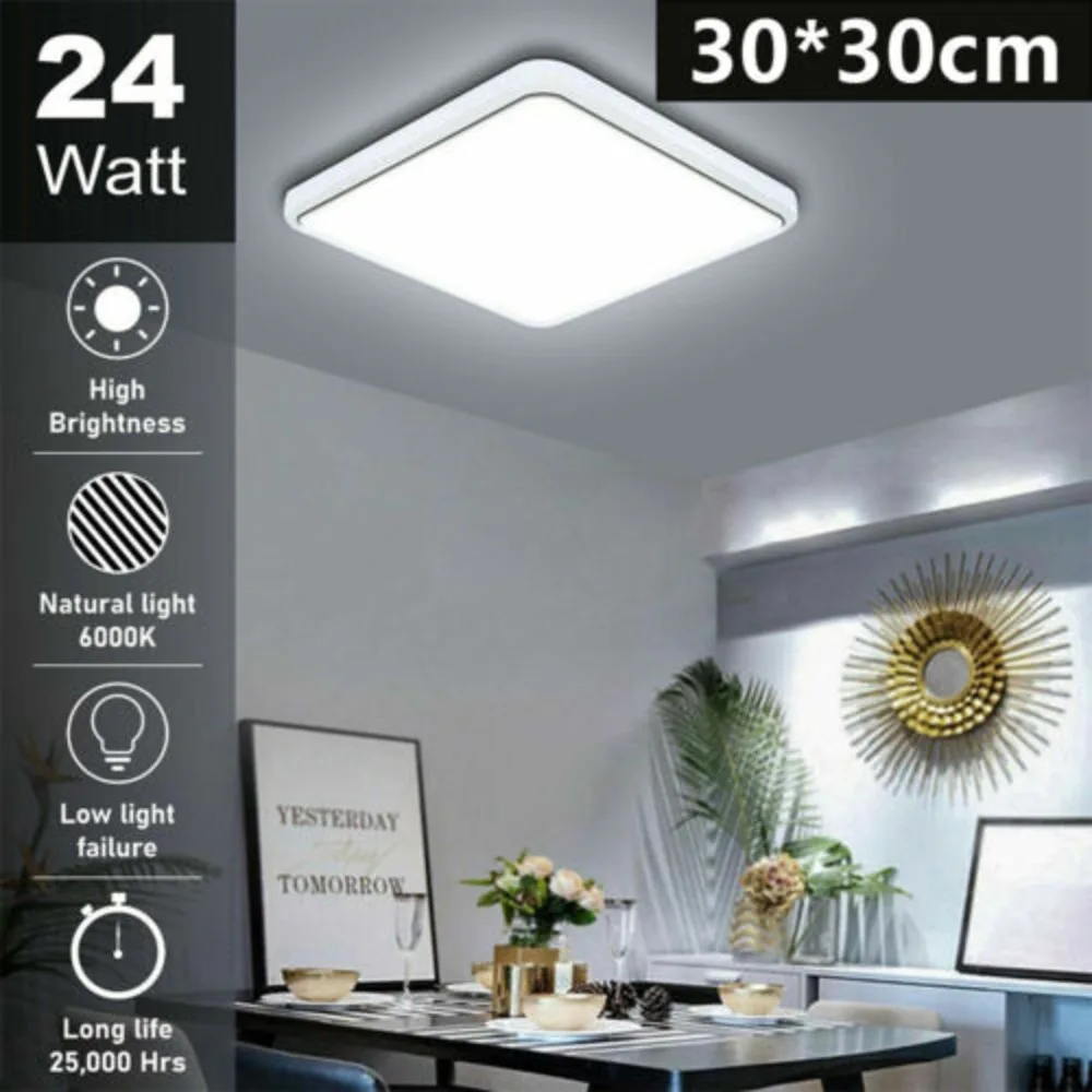 24W LED Ceig Lights Bright Modern Square Daylight White For Bathroom Bedroom