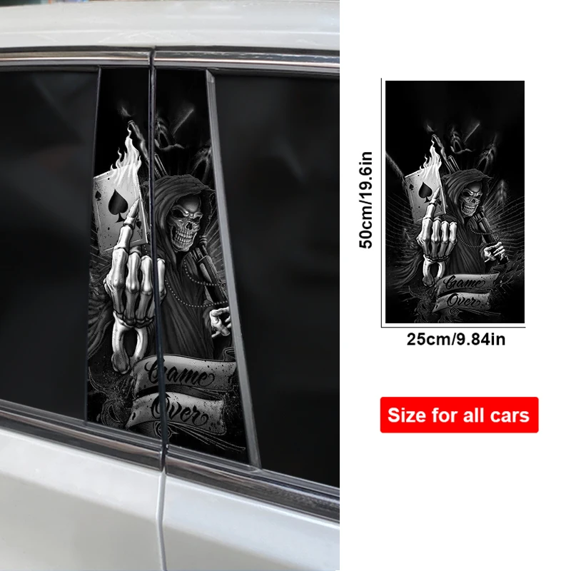 1set Gothic Skeleton Car Sticker Car B-Pillar Vinyl Decal Waterproof Car Door Post Diy Decorative Cover Cover Scratch Sticker
