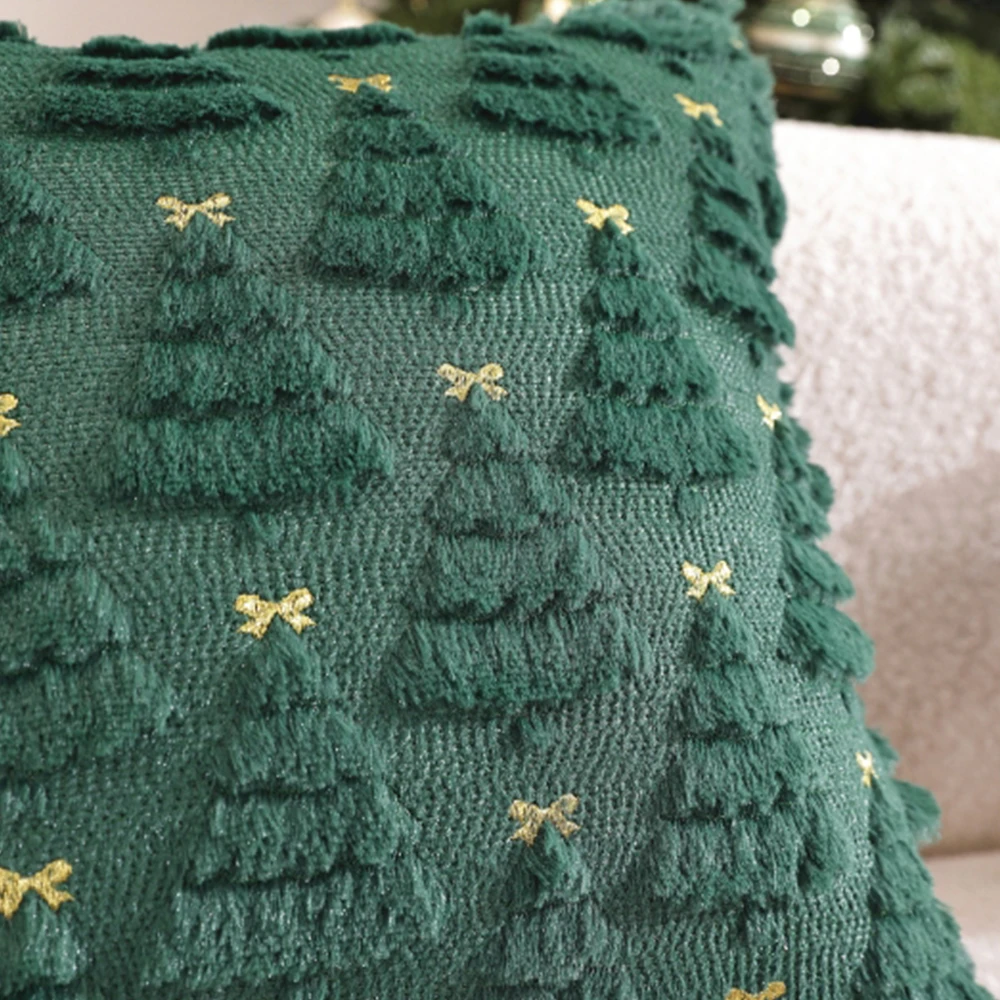Árvore de natal capas de almofada 18x18 arco verde lance capas de almofada coquette decoração fronha macia pele do falso decoração de natal