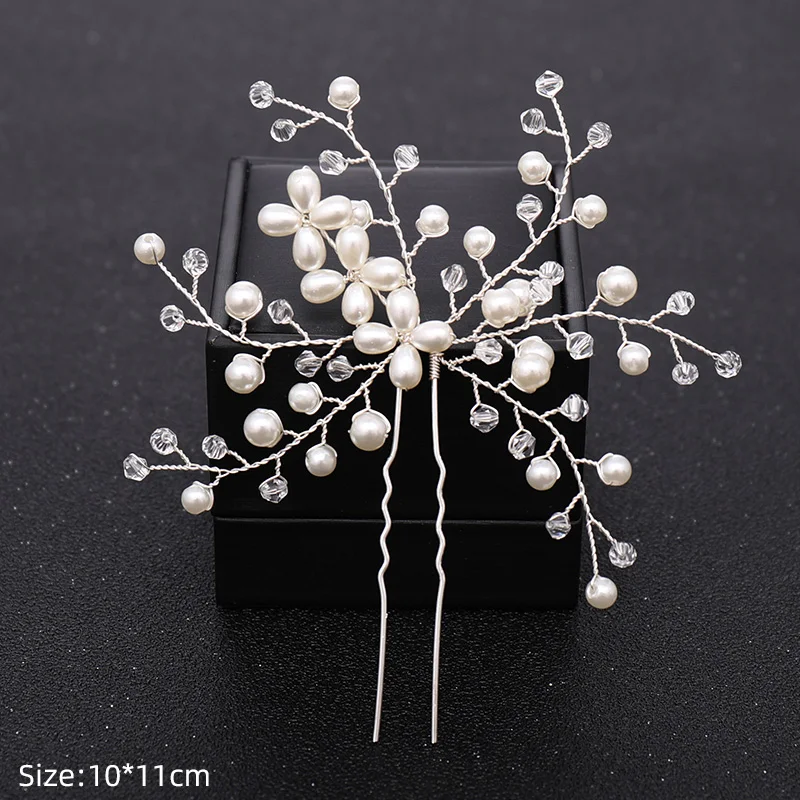 Fashion Crystal Pearl Rhinestone Hairpins Stick Hair Clip For Women Bridal Hair Accessories Party Wedding Hair Clips Jewelry