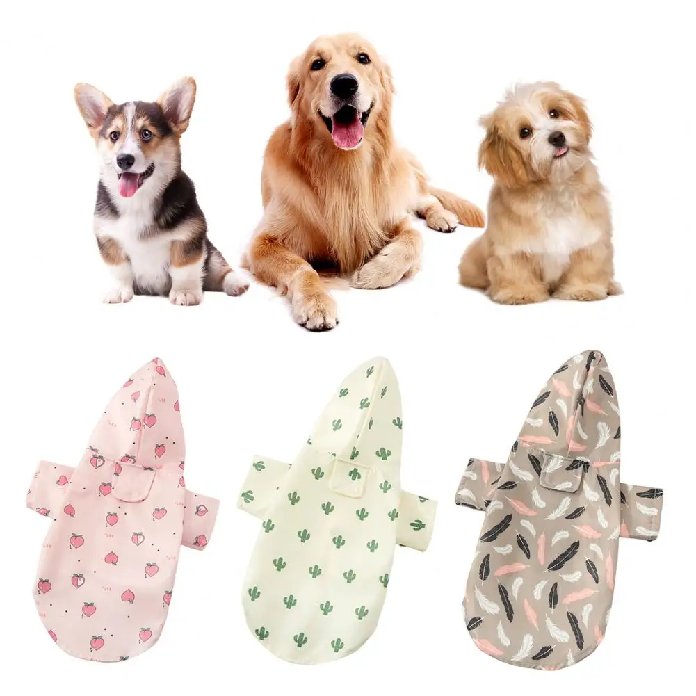 Fastenertape Pet Raincoat Multifunctional Waterproof Pet Raincoat with Hood for Dogs Reflective Print Sunscreen for Small