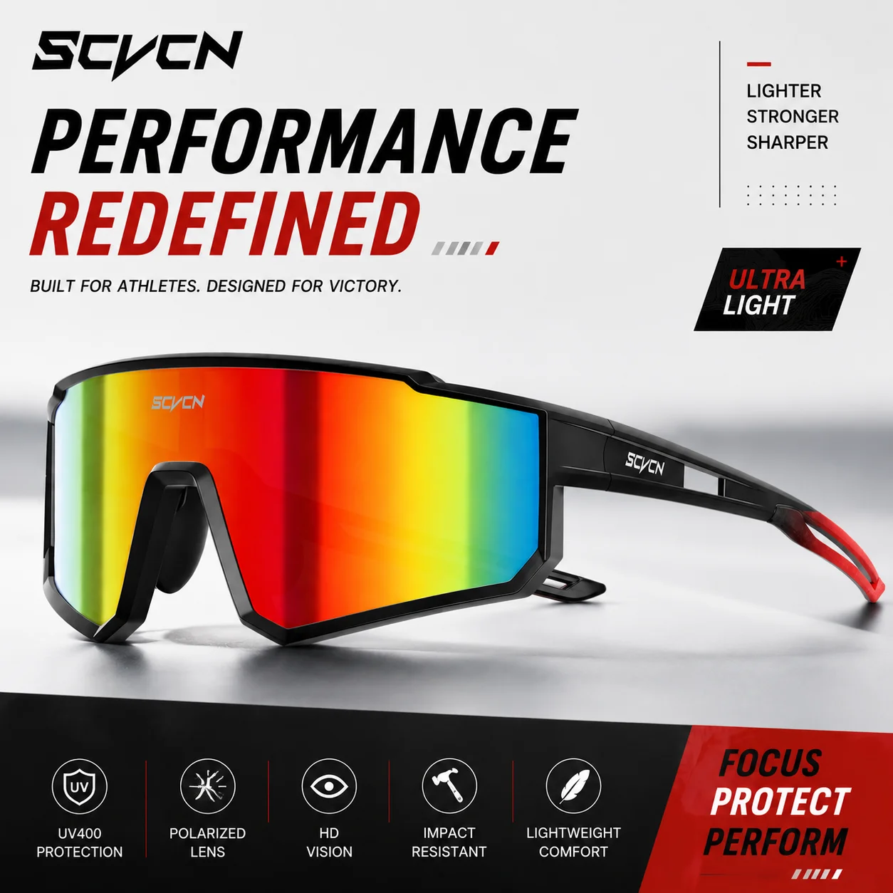 Scvcn Fahrradbrille Sportsonnenbrille Herren UV400 Brille Damen Sonnenbrille Laufbrille Baseball MTB Jugend Outdoor-Brillen