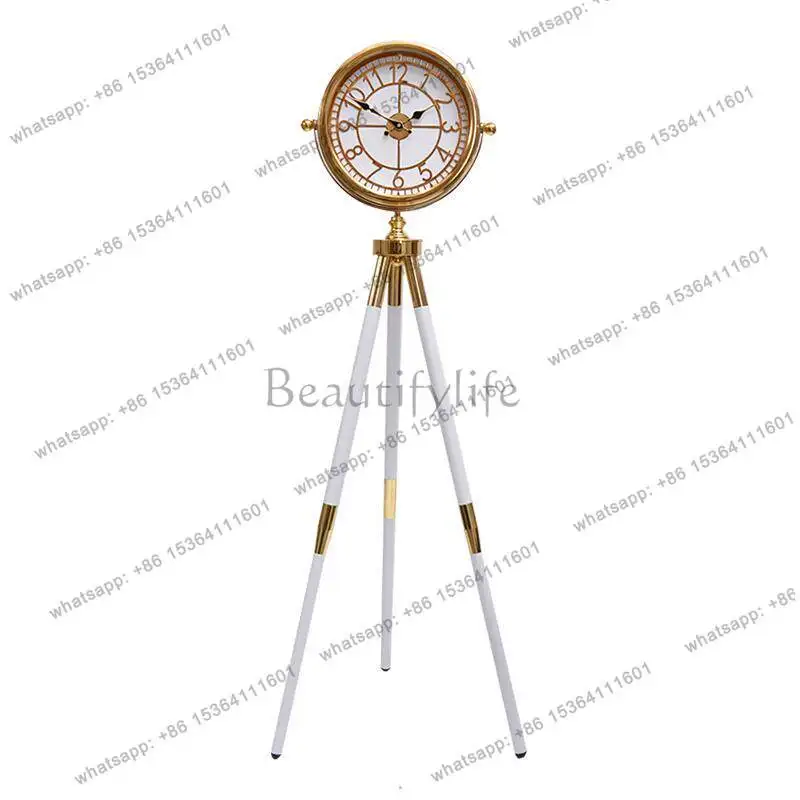American retro living room atmospheric silent floor clock European luxury creative tripod clock