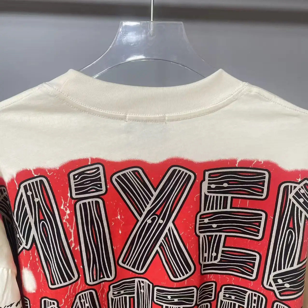 High Quality Designer MIXED-EMOTION Long sleeved T-shirt 100% cotton men's and women's Vintage Printed and hotfix rhinestone High Street Trendy Fashion Hip Hop T-shirt hoodie sweatshirt Pullover view 3