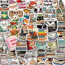 50PCS Animal Reading Stickers Notebook Cafe Aesthetic For Laptop Luggage PVC Home Decorative Cafe Waterproof DIY Sticker ﻿