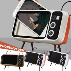 Retro Tv Mobile Phone Holder Stand For 5.5 Inch Phone With Wireless Bluetooth-compatible Speaker Music Player Audio Desk Stand