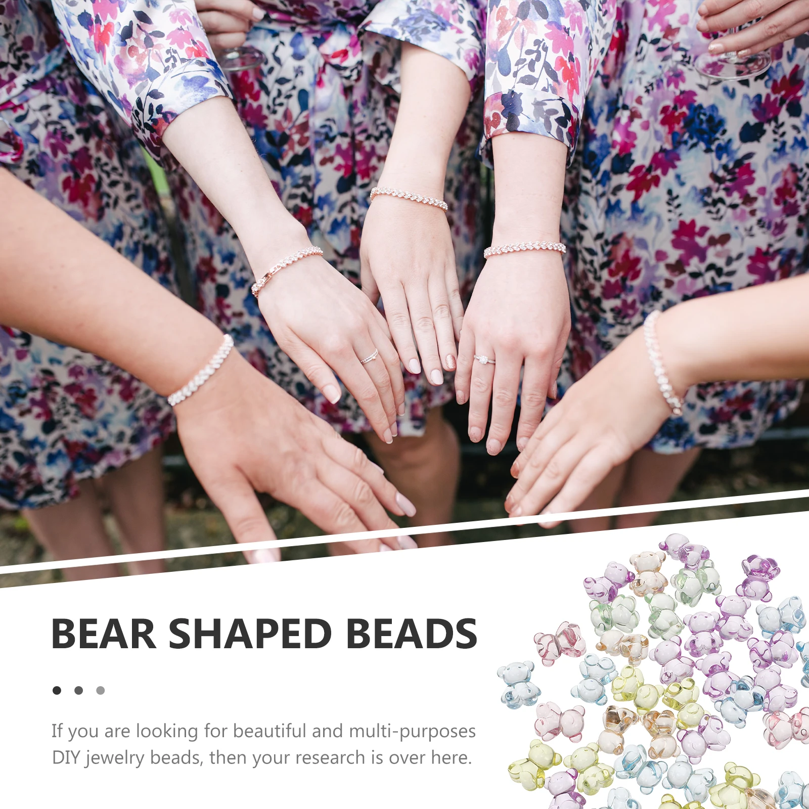 

100 Pcs Acrylic Bear Beads Transparent DIY Crafts Clear naments Spacer Necklace Bracelet Hair Ties Jewelry Making Materials