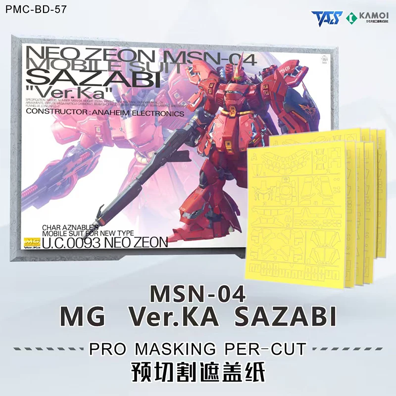 

Tas Model Ka Mg 1/100 Msn-04 Sazabi Pre-cut Cover with Etching Slice Modification Main Body Modification Gift Toy Collection