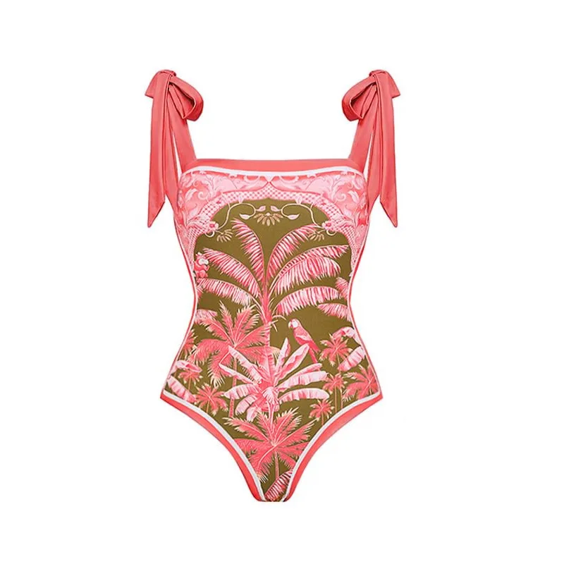 3D Flower 2024 nuovo costume da bagno intero con scollo a V per donna costumi da bagno con gonna costume da bagno Monokini Beach body Beach Wear