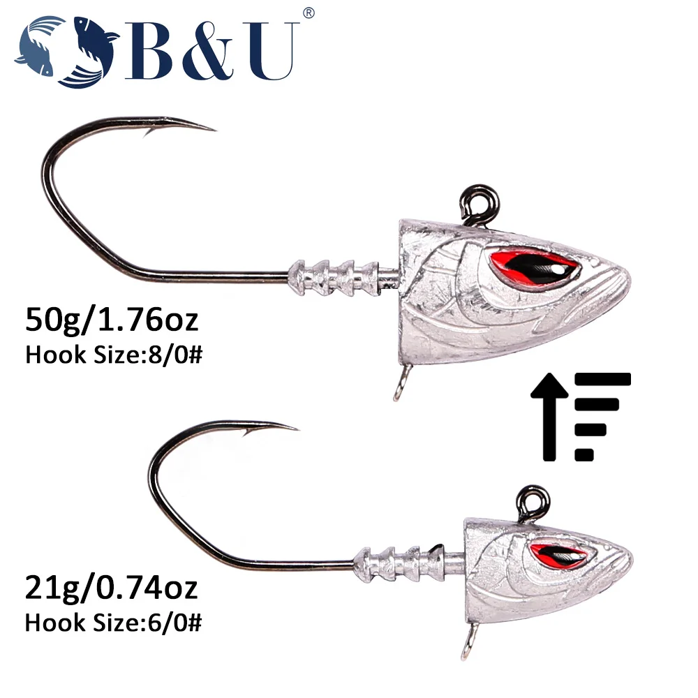 B&U Jig Head cabeza de pez con púas – Anzuelos para vinilo - imagen 4