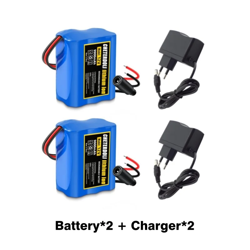 

3S2P 12V 9900mAh battery 18650 Li-ion 9.9Ah Rechargeable batteries with BMS Lithium Battery packs Protection Board +12V Charger