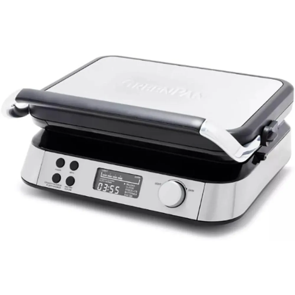 

Stainless Steel 2-Square Waffle Maker Iron, Healthy Ceramic Nonstick Plates, Adjustable Shade & Crunch Settings