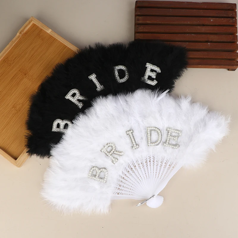 Hand Fan Photography Prop Feather Retro Style Folding Fan For Wedding Party  Hand Held Fan Decoration For Dance And Show