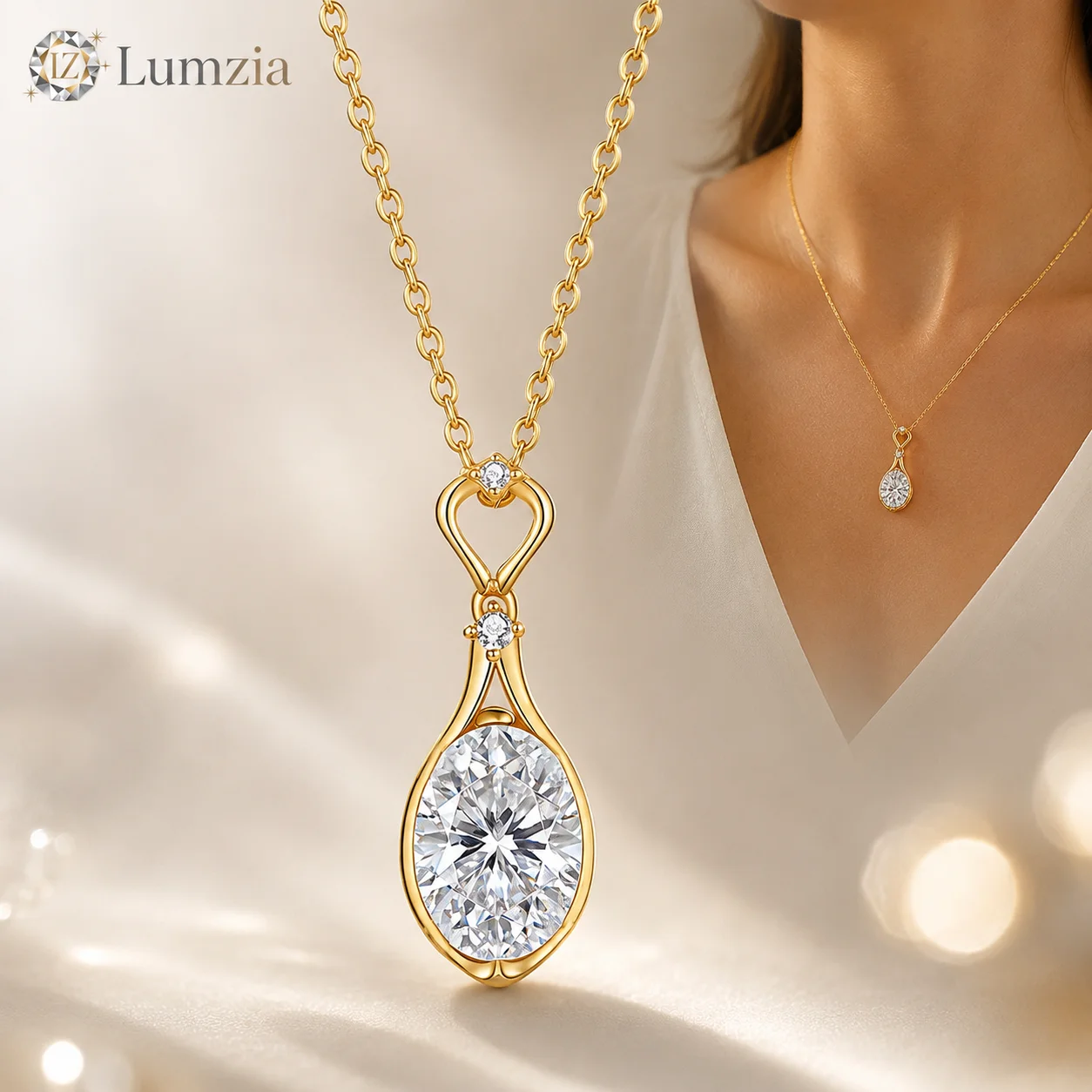 Moissanite Pendant Necklace 1.2CT Heart Stone S925 Silver Ruyi Lock Design 3 Colors Fine Jewelry Gift for Her GRA Certified