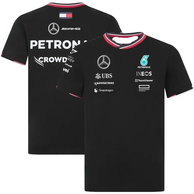 F1 Mercedes Factory Team Same Jersey Short Sleeved T-shirt Men's Sports Casual T-shirt Top Comfortable Breathable Quick Drying