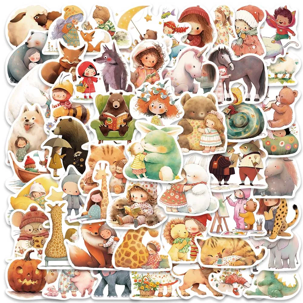 52pcs Cute Cartoon Anime Fairy Tales Animals Stickers For Luggage Laptop Guitar Skateboard Waterproof Graffiti Vinyl Decals