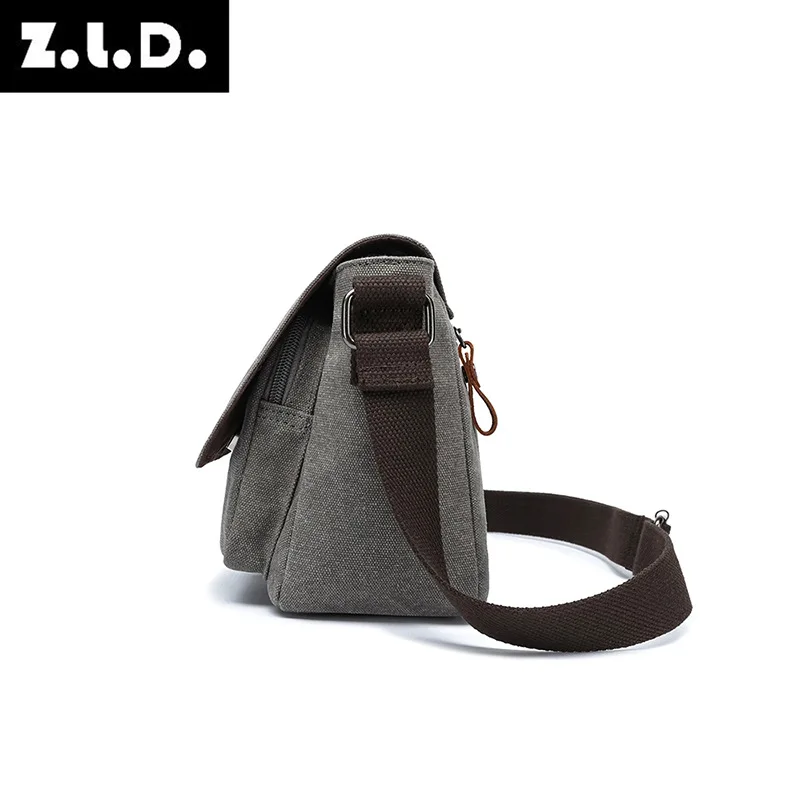 Men's square crossbody backpack, durable classic canvas multi-pocket large-capacity travel single-shoulder bag