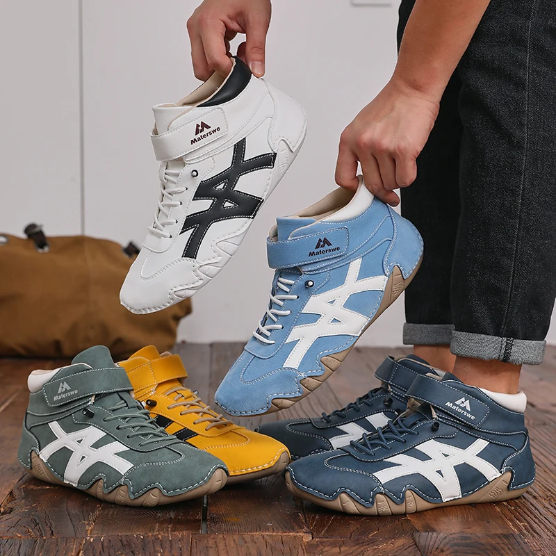 2026 New Men Retro Flat Ankle Boots Breathable Casual Shoes Street Non Slip Wear Resistant High Quality Outdoor Training Shoes