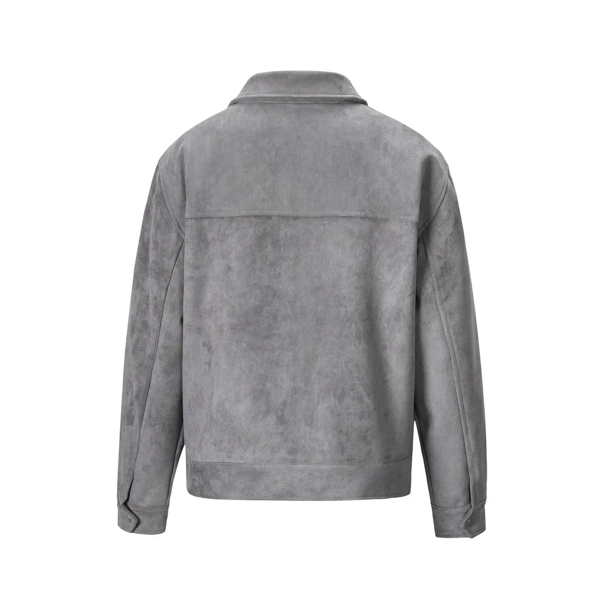 Spring Autumn New Fashion Men's American High Street Solid Color Chamois Multi Pocket Zipper Jacket Casual Trendy Coat Male
