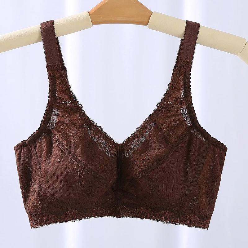 Women\'s Full Coverage wire free Non-Foam Lace Bra 36 38 40 42 44 46 48 B C D E F