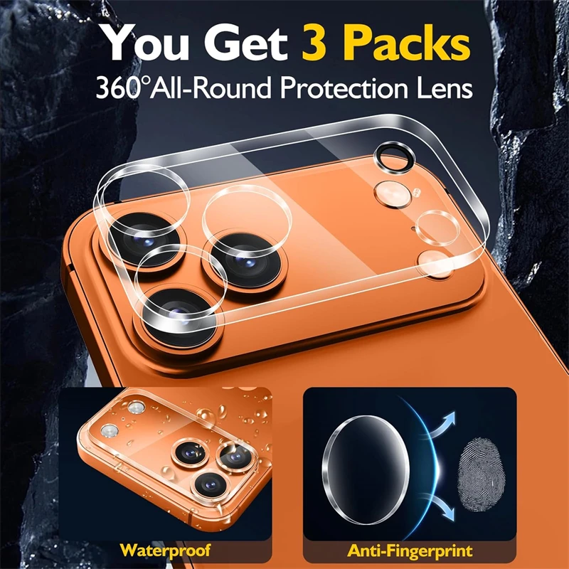 3 قطعة واقي عدسة الكاميرا من الزجاج المقسى لهاتف آيفون 17 Air 16 15 14 Pro Max Plus 13 Mini 17Air 17Pro ملحقات غطاء شفاف