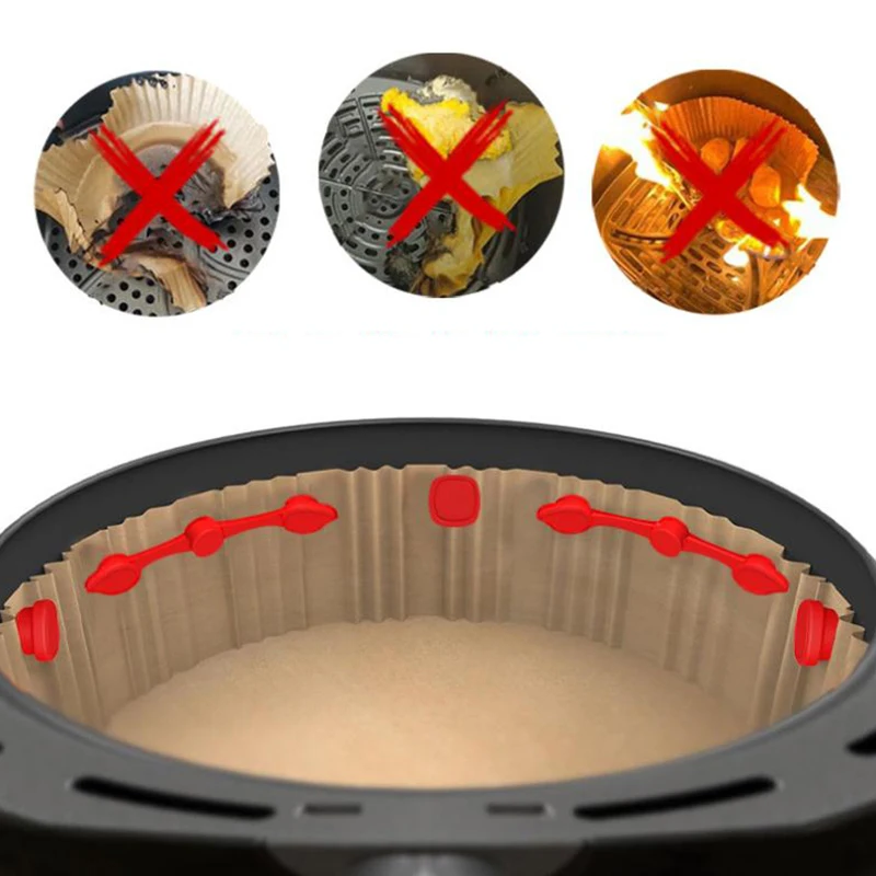 1 مجموعة مقلاة الهواء المغناطيس سيليكون مشبك لعقد الهواء المقلاة الهوائية ورق زبدة قفل المتاح بطانات منع ورقة حرق #2