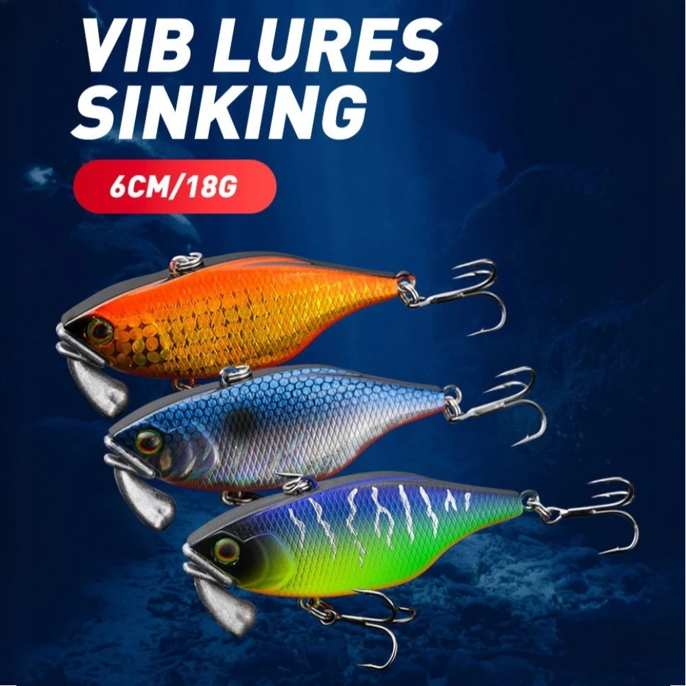 Isca Artificial VIB Afundante 60mm 18g com Cabeça de Jig, Isca Vibratória de Longo Arremesso, Wobblers, Swimbait para Pesca de Truta, Lúcio e Peixe-Cão