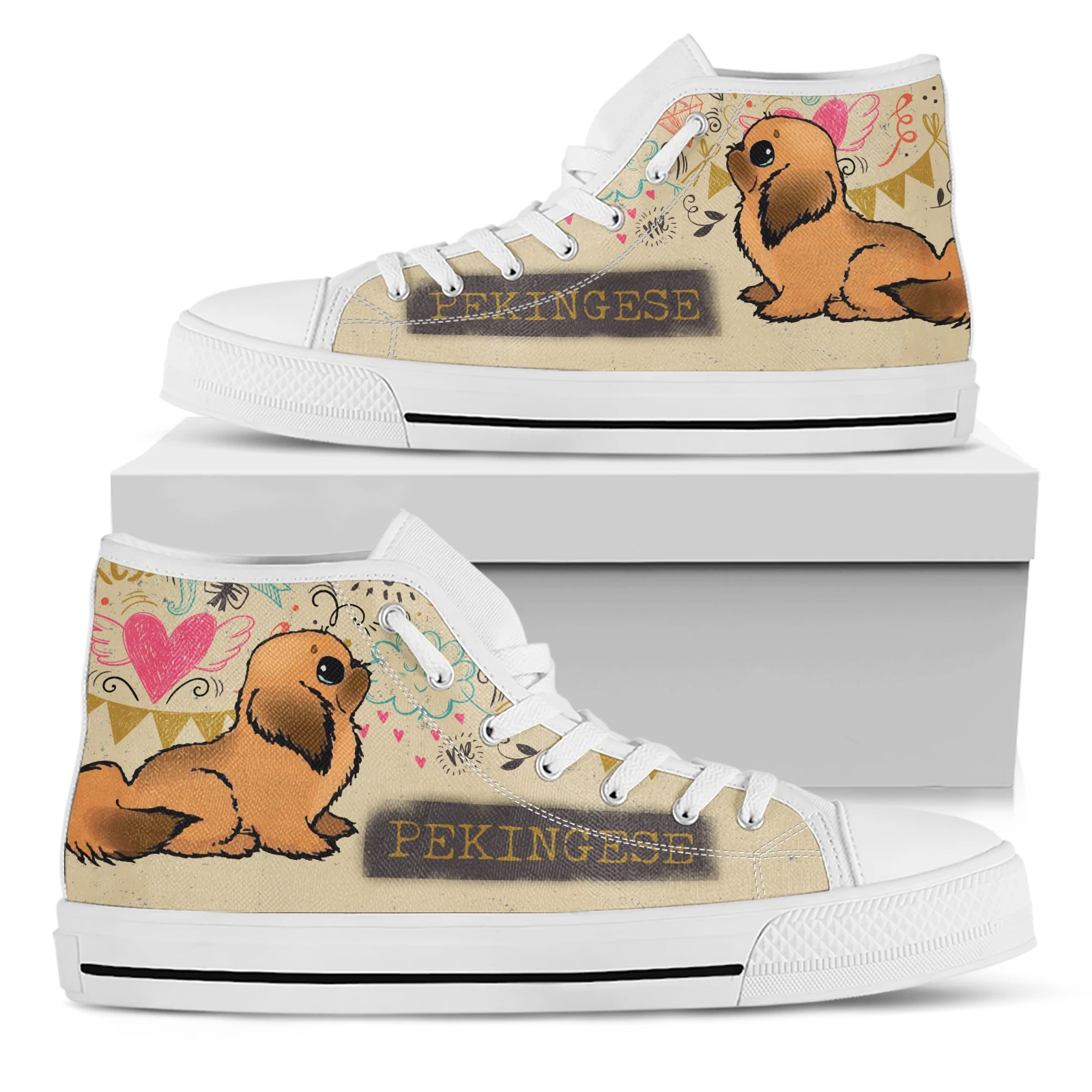 ELVISWORDS-Zapatos con diseño de perro de dibujos animados para niña y mujer, Calzado cómodo con cordones, Tops altos, regalo