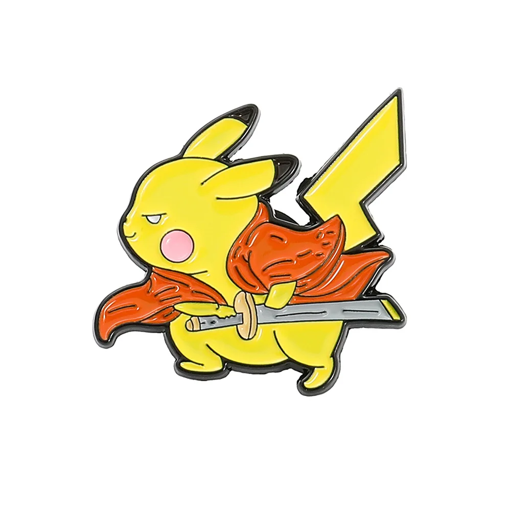 2024 Cartoon Anime Character Peripheral Metal Badge Demon Slayer Brooch Pok é mon Pikachu Funny Cosplay Accessories