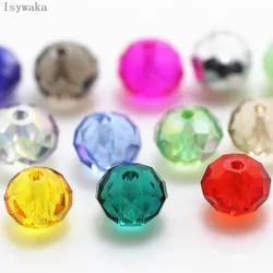 Isywaka Mixed Color  6*8mm 65pcs Rondelle  Austria faceted Crystal Glass Bead Loose Spacer Round Bead for Jewelry Making