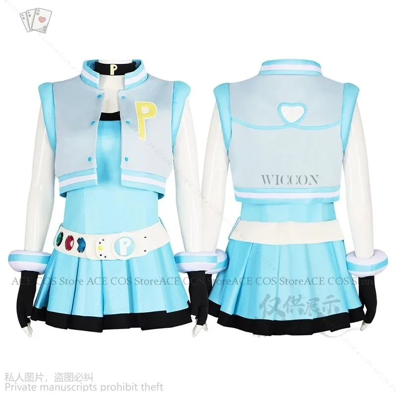 

Новый аниме Power Cos Puff для девочек, косплей, гиперцвет, катящиеся пузыри, костюм, жилет, пальто, платье, наряд, повязка для волос, перчатки, пояс2025