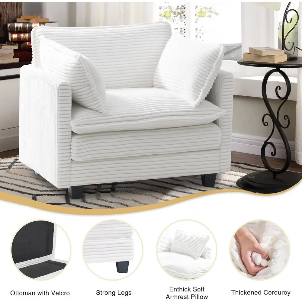 깊은 좌석과 2개의 쿠션이 있는 대형 모듈형 소파 섹셔널, 거실 공간을 위한 모던 코듀로이 소파