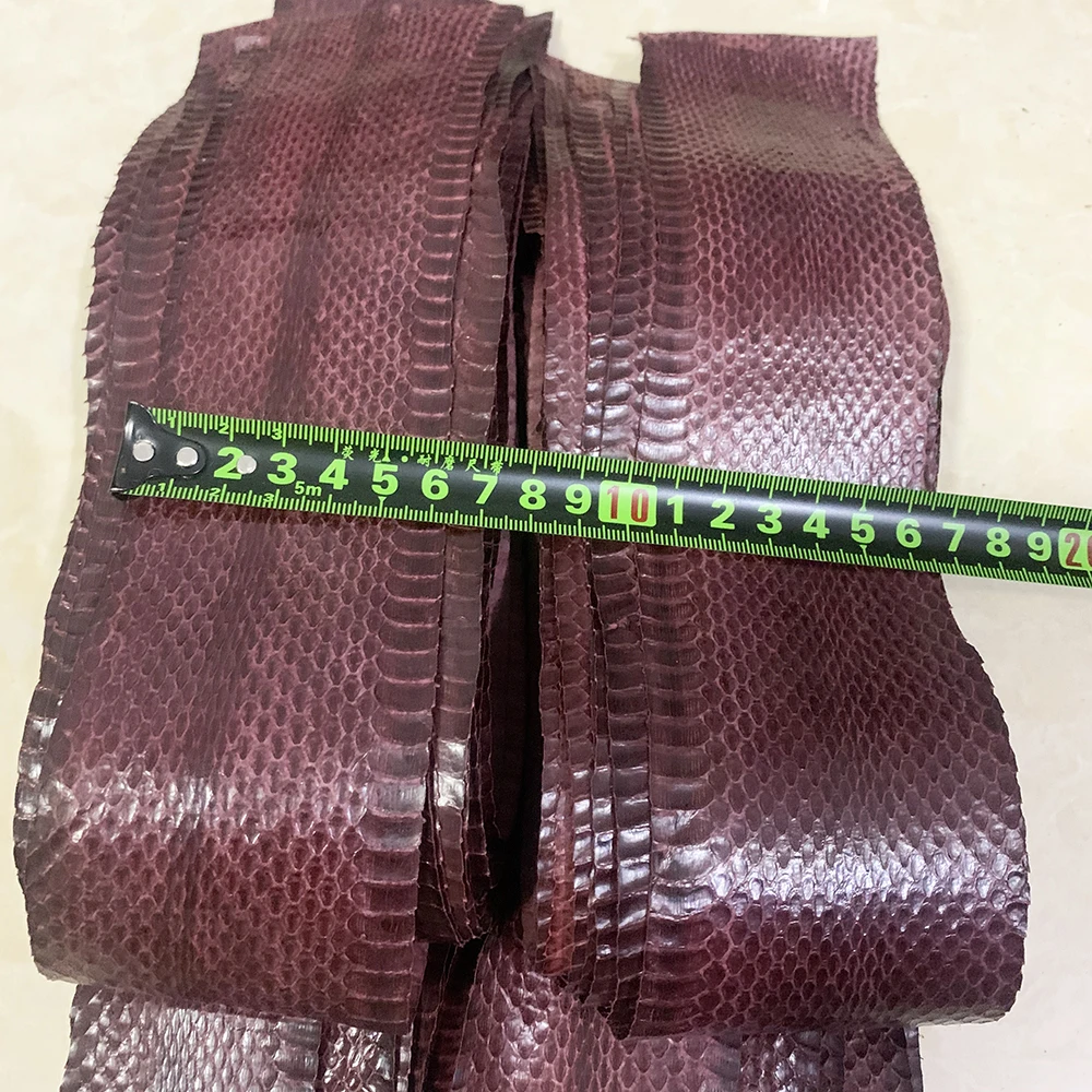 Wine red snake skin Genuine Snake Leather For DIY Handmade Watch strap Snake Leather Solid color snake skin Leather