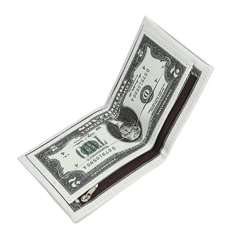محافظ رجالية بنمط الدولار الأمريكي محفظة من جلد البولي يوريثان مع حامل بطاقة محفظة جيب للعملات المعدنية حقيبة محفظة عصرية ذات سعة كبيرة