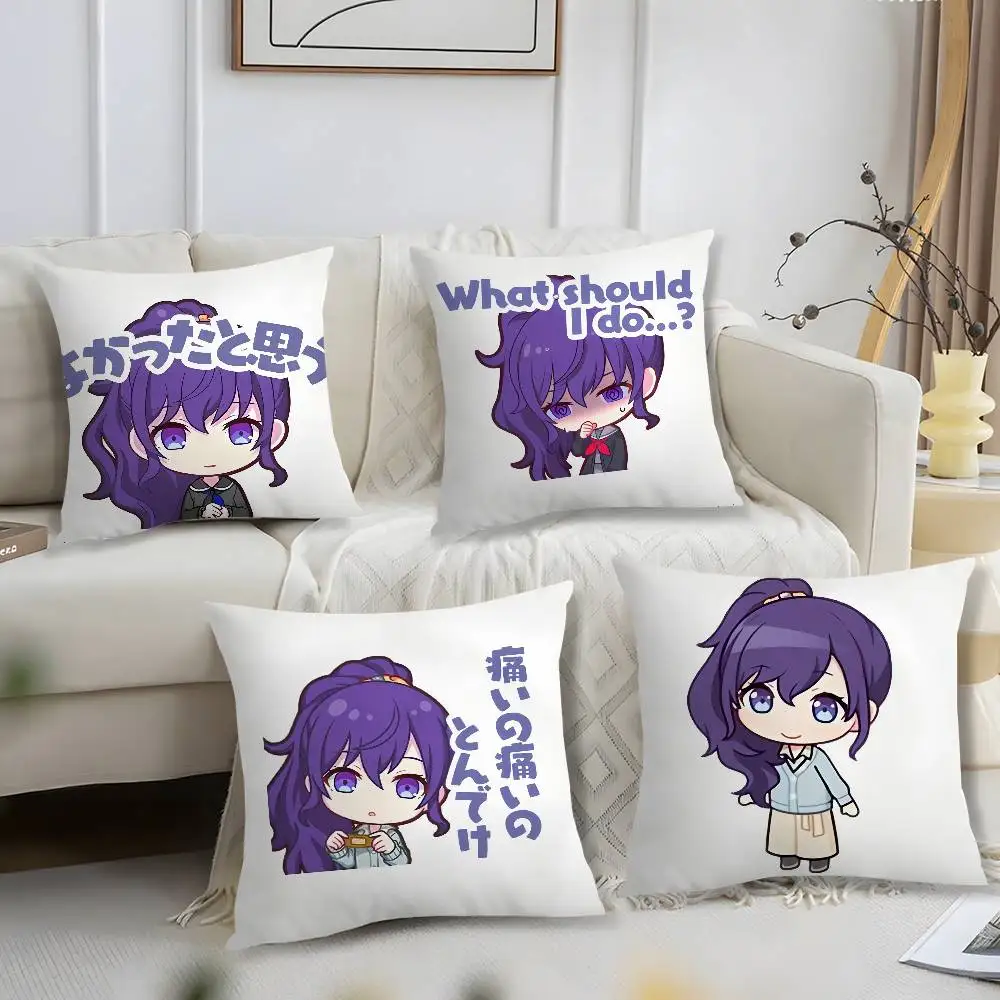 A-Asahina Mafuyu Chibi Kissenbezug, kurzer Plüschdruck, Kissenbezug, quadratisch, Dekokissenbezüge, Sofa, Heimdekoration
