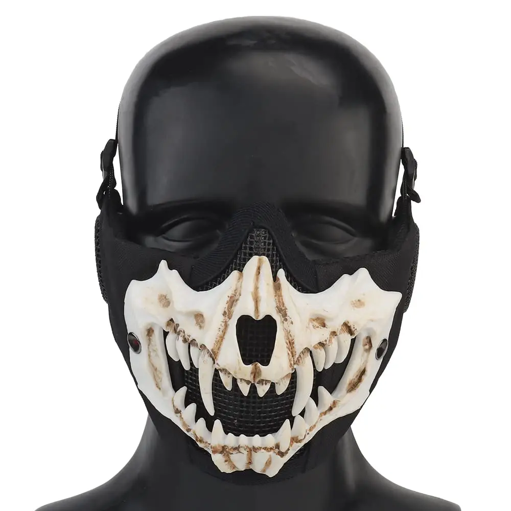 

Tactical Foldable Mesh Skull Mask with Ear Guards Airsoft Paintball Equipment Horror Mask for Halloween Movie and TV Cosplay