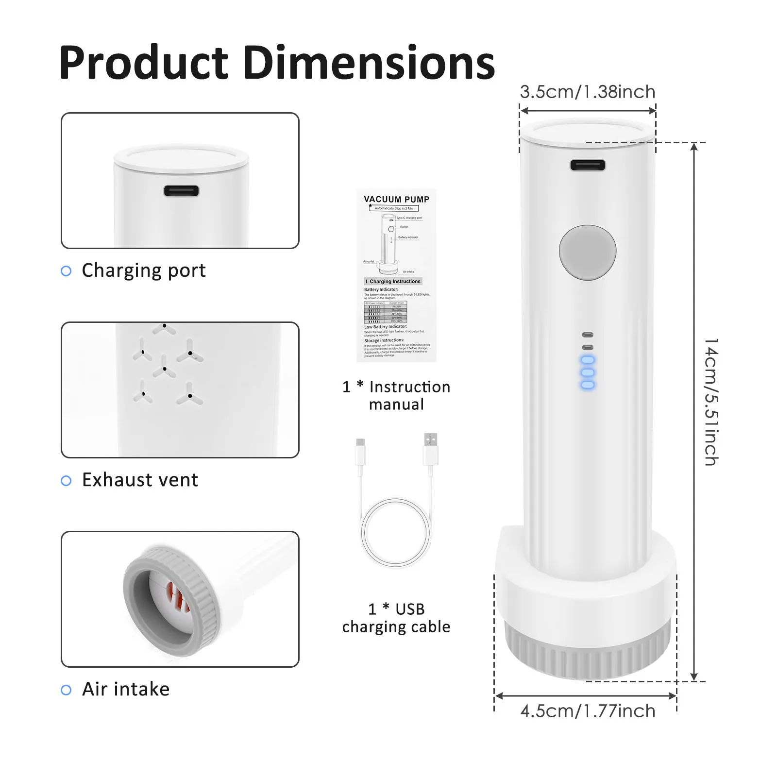 Electric Air Pump for Vacuum Seal Bag Travel Compression Packing Portable USB Rechargeable Space Saver for Clothing Organizer - view 6