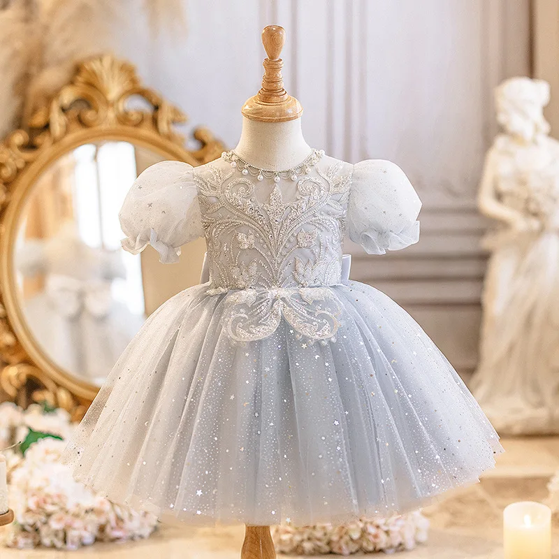 

Children New Birthday Party Princess Ball Gown Girls Fashion Beading Sequin Design Piano Performance Dress g333