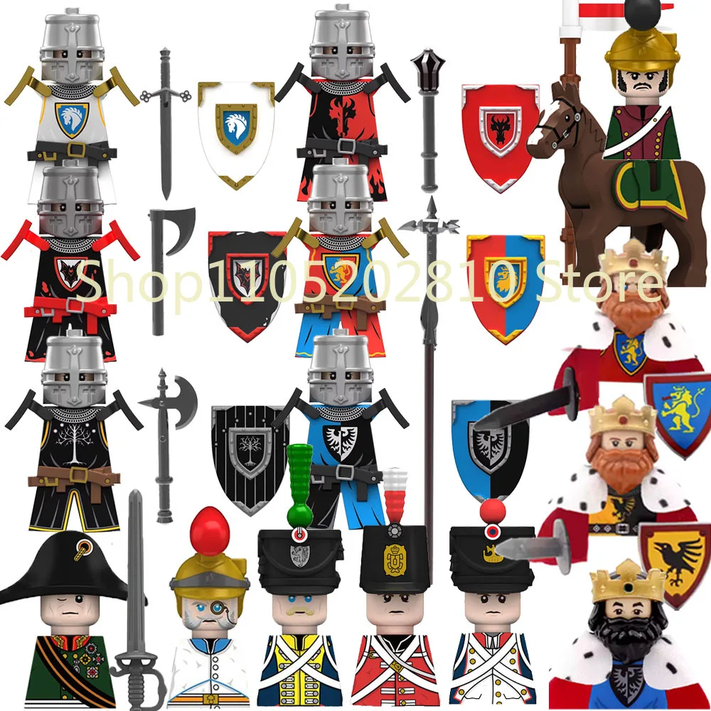 Blocs de construction Médiévaux Royaume-Uni Chevalier Français Soldat Napoléonien Armes Bouclier Selle de Cheval Épée Maces Pistolet Jouets Cadeau Briques