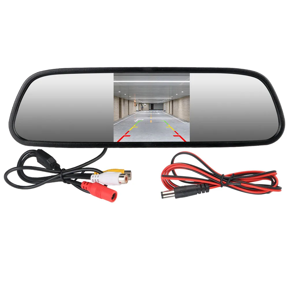 AV1 AV2 Video Input 6V-32V Auto Parking Assist Reverse Priority 5 Inch Screen Car Rearview Mirror Display