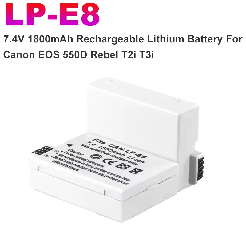 

1800mAh LP-E8 LPE8 Battery for Canon EOS 550D 600D 650D 700D Kiss X4 X5 X6i X7i Rebel T2i T3i T4i T5i Camera Li-ion Batteries