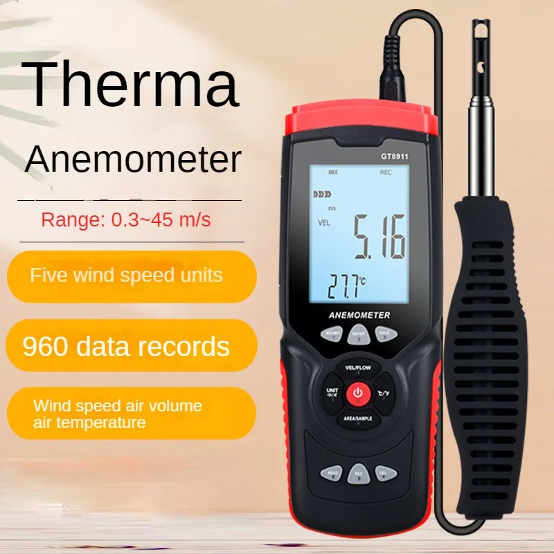 GT8911 Thermistic Anemometer Air Volume Meter High Precision Breeze Measurement Anemometer Air Volume Meter Wind Meter