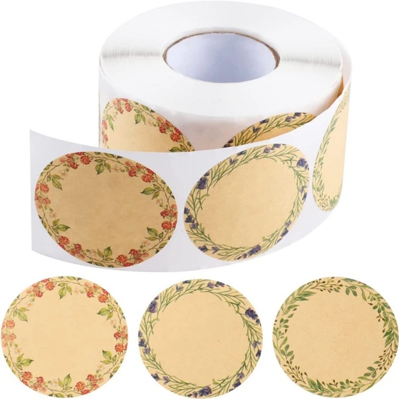 자체 접착 라벨 라운드 스티커, 캔 항아리 라벨 스티커, 식품 라벨, 쓰기 가능 라벨, 병 라벨, 500x/롤