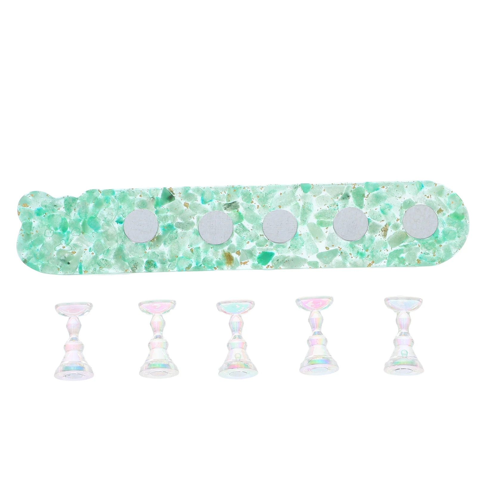 1세트 네일 연습 스탠드 연한 녹색 독특한 디자인 현실적인 촉감 재사용 가능 휴대용 네일 아트 트레이닝 DIY 매니큐어용